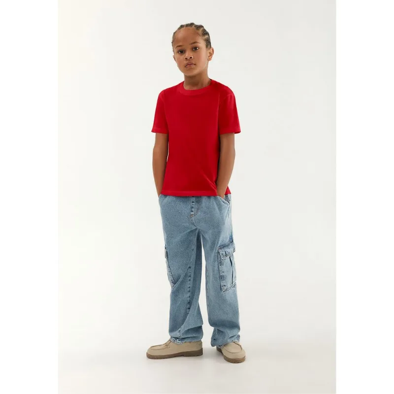 Camiseta Básica Infantil Menino Manga Curta Slim - Vermelho 008