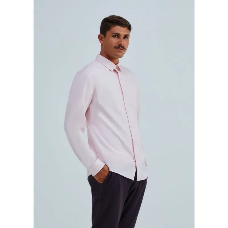 Camisa Básica Masculina Manga Longa Slim - Rosa XXG