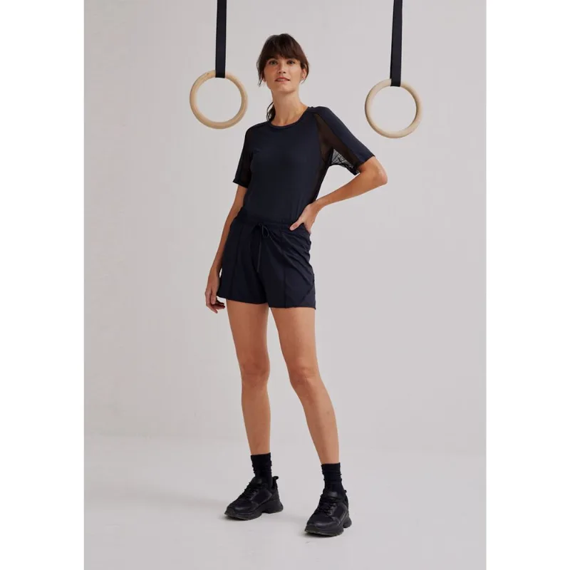 Camiseta Feminina Esportiva Raglan Com Tule - Preto XG