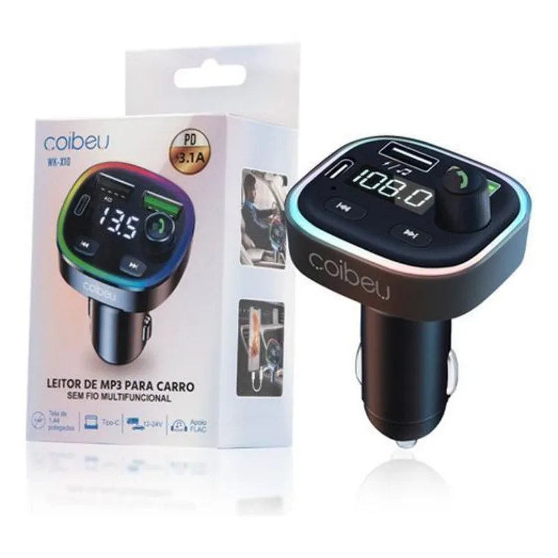 Carregador Veicular Transmissor Bluetooth FM MP3 USB 3.0 1PD