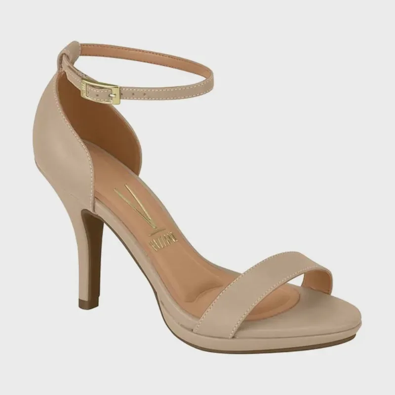 Sandália Feminina Salto Alto Pelica Bege Vizzano 6210.655