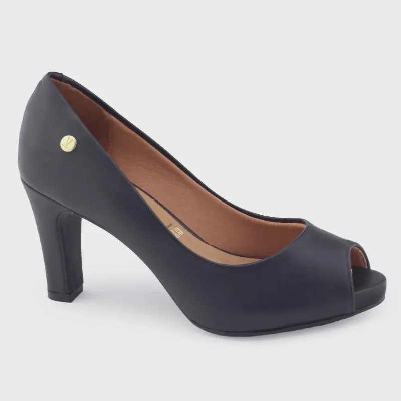 Sapato Peep Toe Vizzano 1840.300 pelica salto confortável