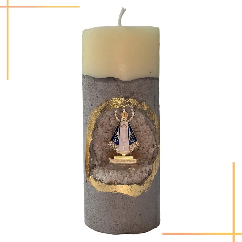 Vela Aromática Decorativas Aromatizada Perfumada Artesanal Nossa Senhora De Aparecida Cera De Soja