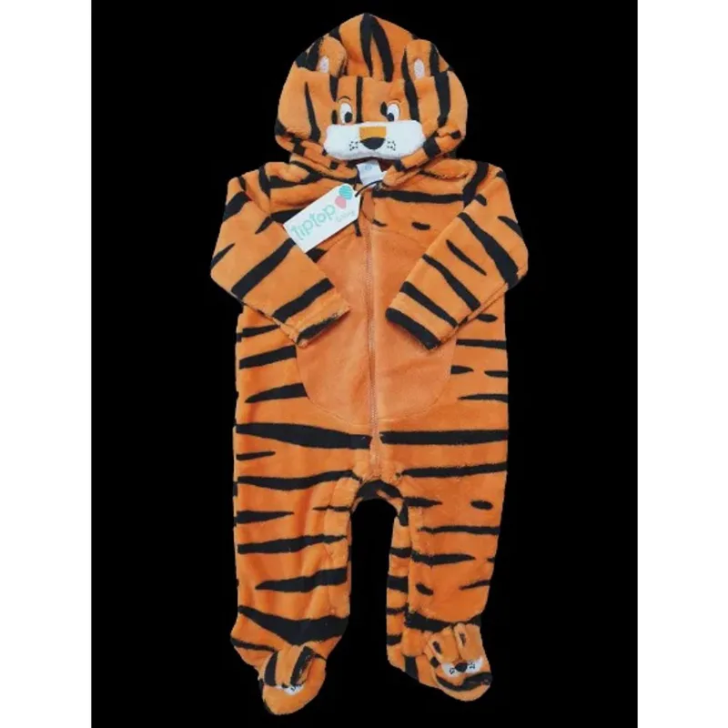 Macacão pijama infantil plush 1 à 10 meses tip top Tigre