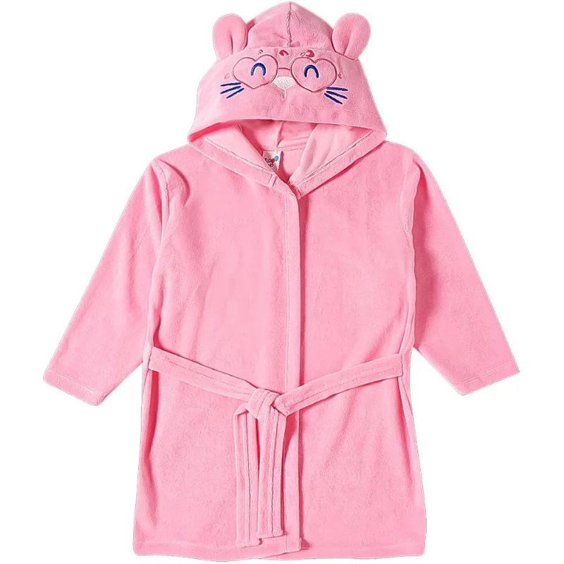 Roupão Com Capuz Atoalhado Toddler Tip Top Rosa 24612147k - Rosa - G