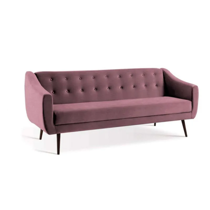 Sofá-Cama Casal 3 Lugares Beatriz Veludo Rosa - Não Disponível - Móveis