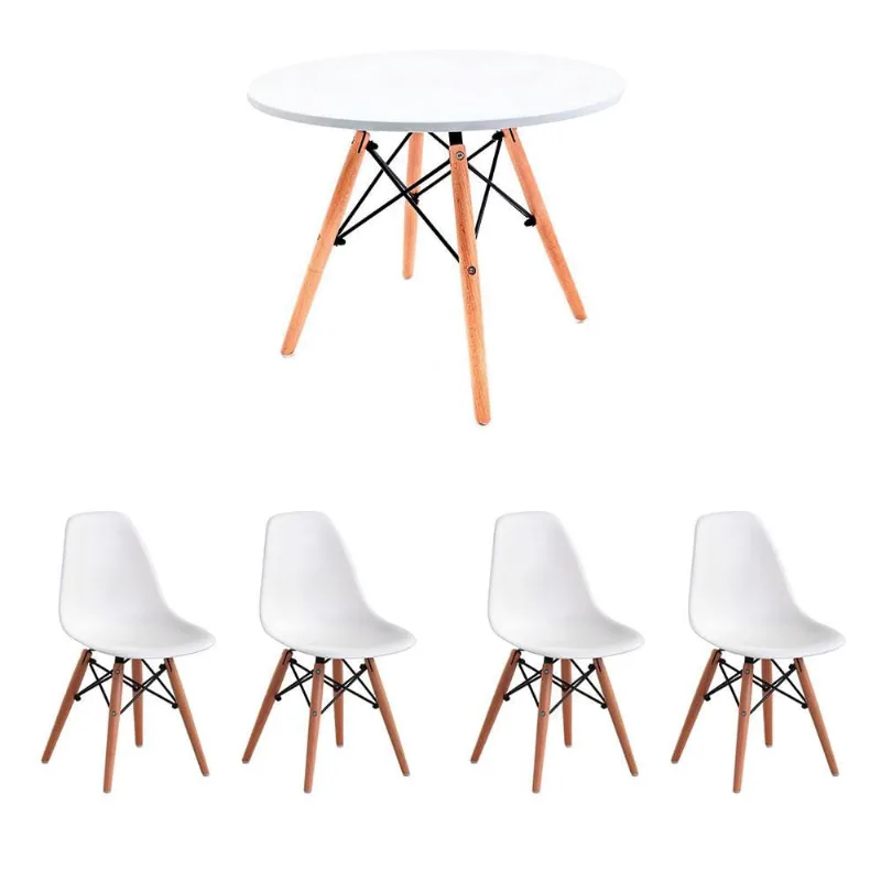 Conjunto de Mesa Infantil Well com 4 Cadeiras Eames Branco - Mobly