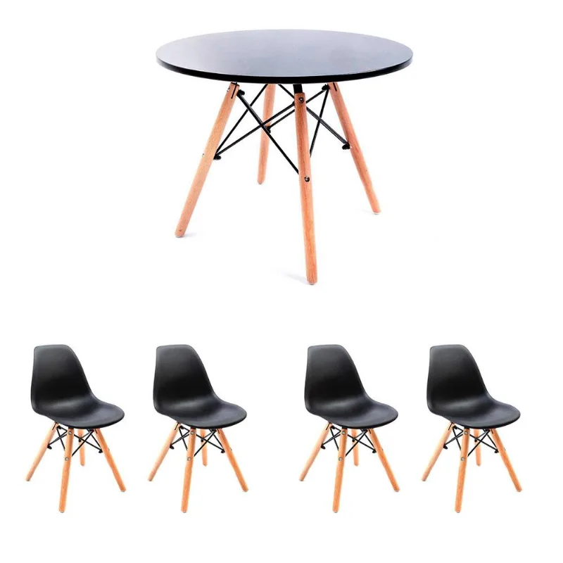 Conjunto de Mesa Infantil Well com 4 Cadeiras Eames Preto - Mobly