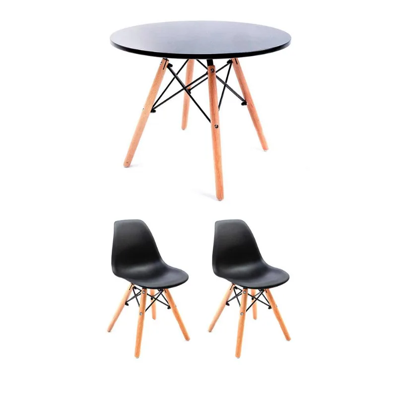 Conjunto de Mesa Infantil Well com 2 Cadeiras Eames Preto - Mobly