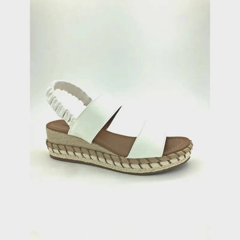 Sandália Flatform Renata Mello Branca Tiras Elástica 64062