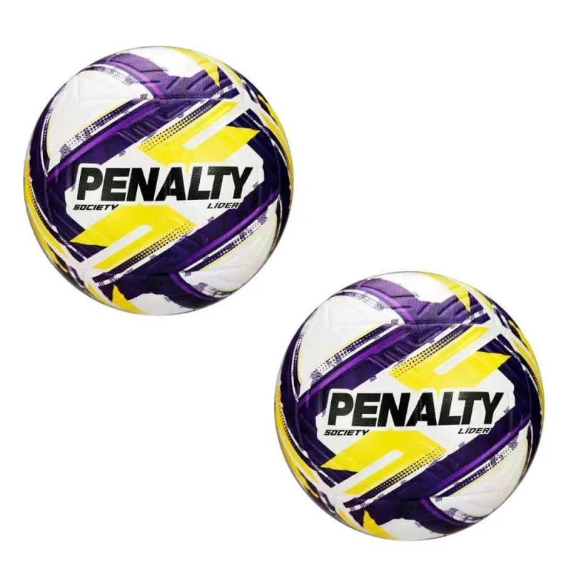 Kit 2 Bola de Futebol Society Líder XXVI Ultra Fusion Roxo e Amarelo Penalty - Penalty