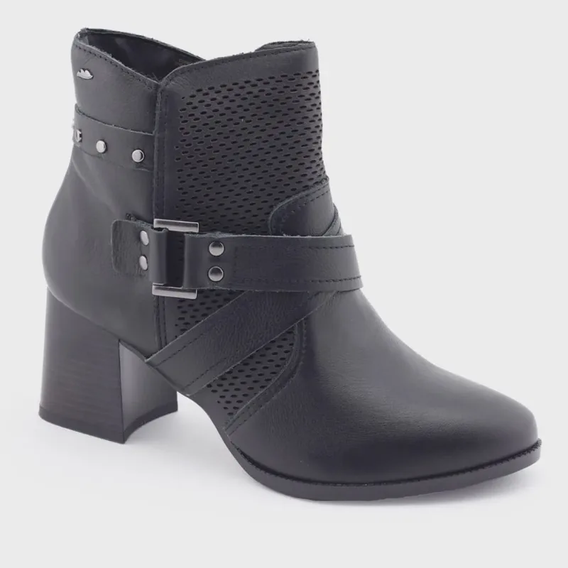 Bota Cano Curto Couro Natural Dakota G3761 Salto Fachetado