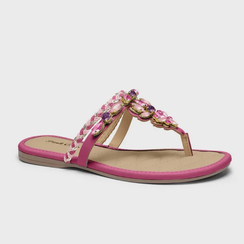 Rasteirinha Rasteira Infantil VV2241 Com Pedrarias Pink Cats