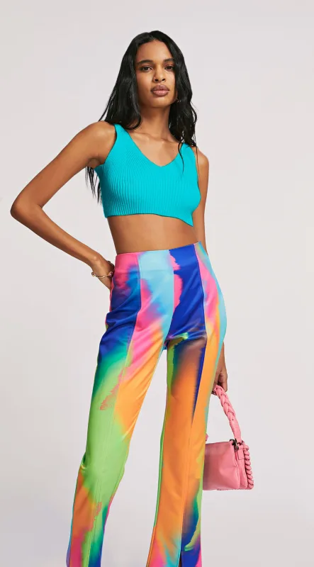 Top Morena Rosa Justo Cavado Canelado Azul - Morena Rosa - Outlet