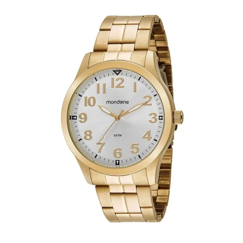 Relógio Masculino Relógio Masculino Casual Dourado Analógico em Aço Inox Dourado Mondaine - mondaine - Agro
