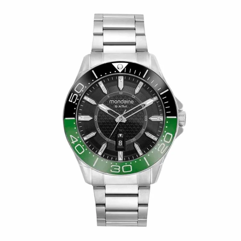 Relógio Masculino Casual com Calendário Display LED Pulseira Aço Inox Prata Mondaine - Mondaine
