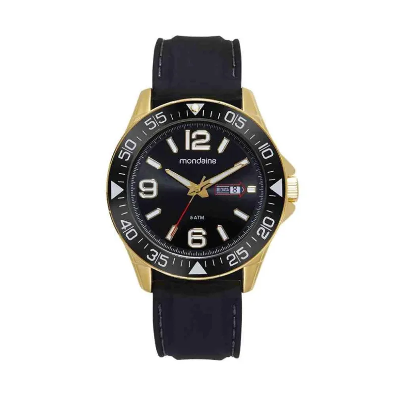 Relógio Mondaine Preto Dourado 32624 - Analógico, Calendário - Mondaine - Relógios E Joias