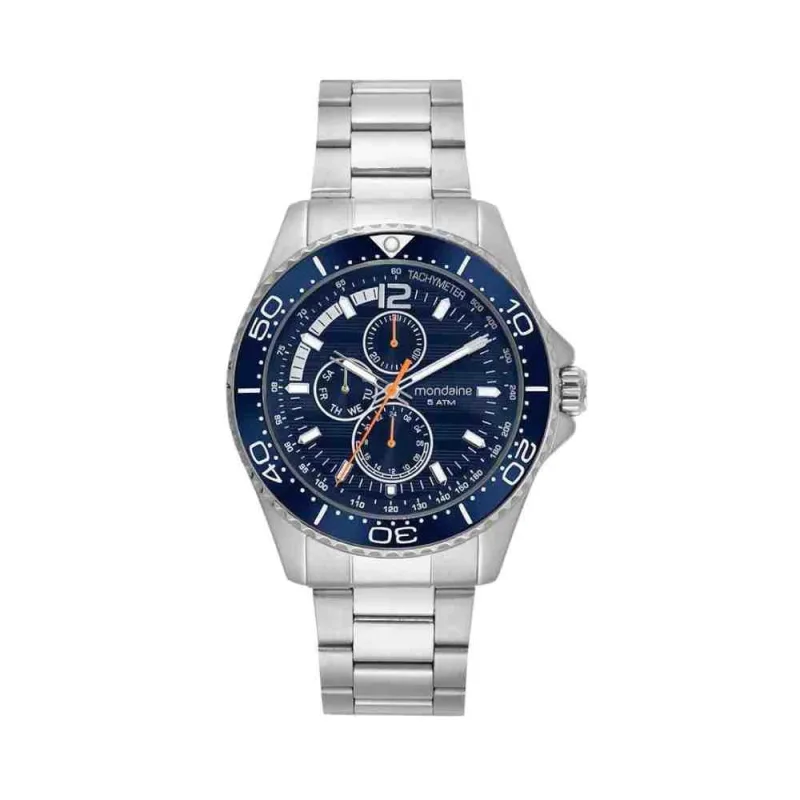 Relógio Mondaine Prata Masculino Calendário 32621G0MVNE2A - Mondaine