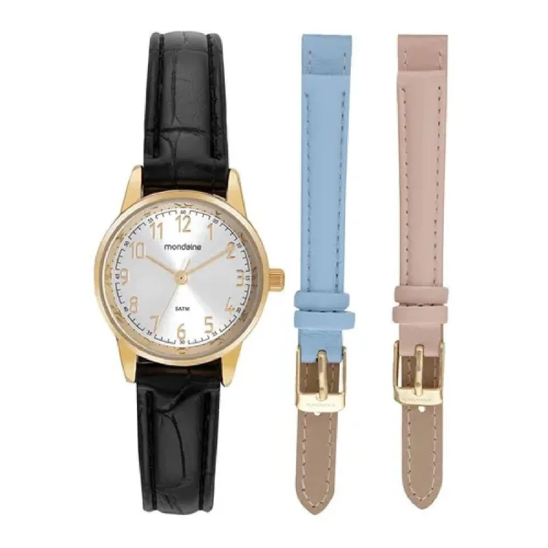 Relógio de Pulso Feminino 32714LPMKDH1 Analógico Aço Inox com Pulseiras Intercambiáveis Dourado - Mondaine - Moda