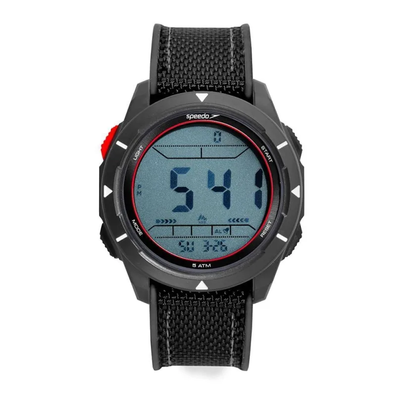 Relógio Masculino Relógio Masculino Speedo Pedômetro Digital Nylon com Pedômetro Preto e Vermelho - speedo