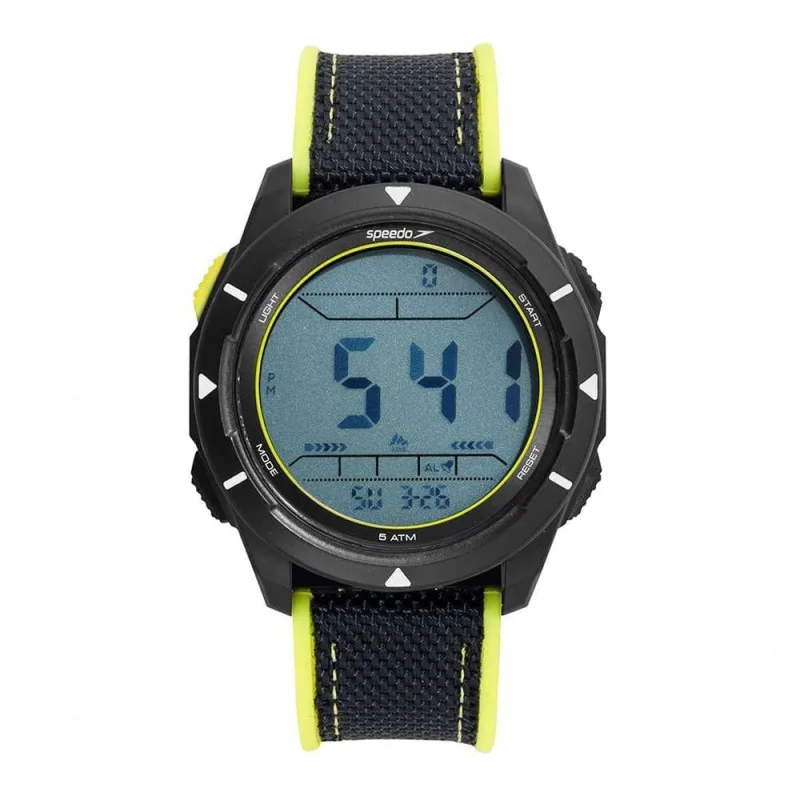 Relógio Masculino Relógio Masculino Speedo Pedômetro Anadigi com Pulseira Silicone Preto e Verde - speedo