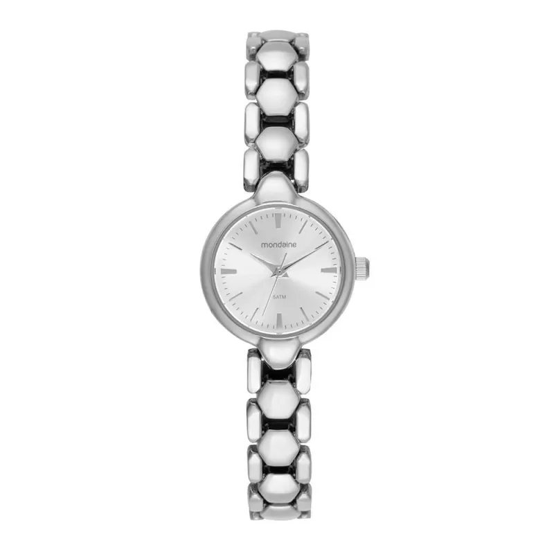 Relógio Feminino Relógio Feminino Prata Pulseira Sólida Efeito Metálico Analógico Metal Prata - mondaine - Agro