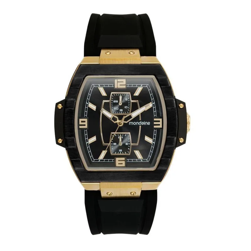Relógio Masculino Multifunção Silicone Preto Analógico Fivela 3 ATM Mondaine - mondaine - Agro