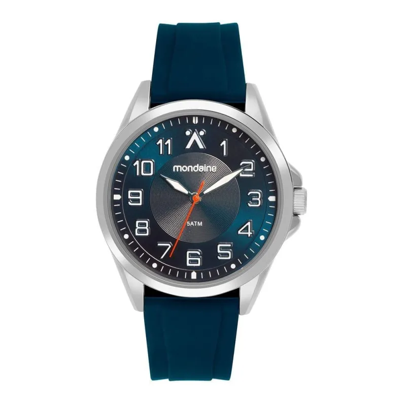 Relógio Masculino Mondaine Analógico LED Pulseira Silicone Fivela Azul Caixa 42MM - mondaine