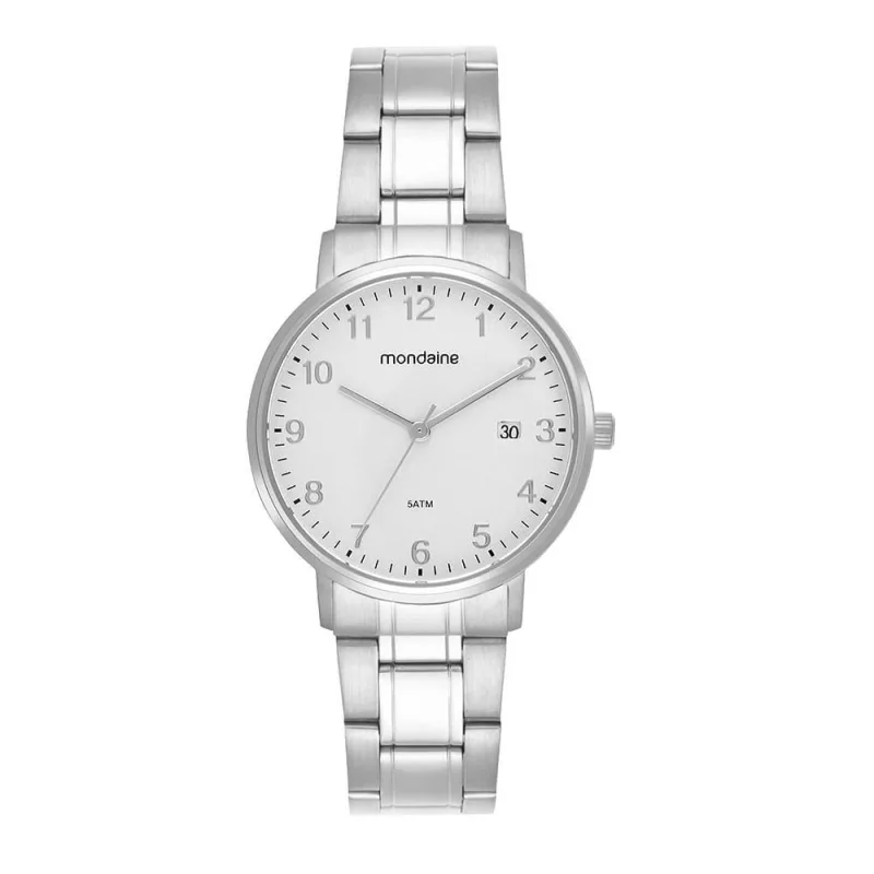 Relógio Feminino Relógio Feminino Prata Calendário Vintage Analógico Aço Inox Prata Mondaine - mondaine