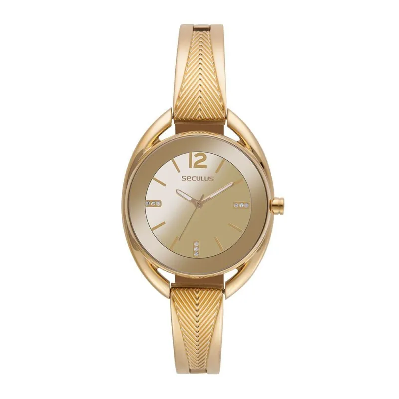 Relógio Feminino Relógio Feminino Dourado Metal Analógico com Fecho Dobrável Séculus - Seculus