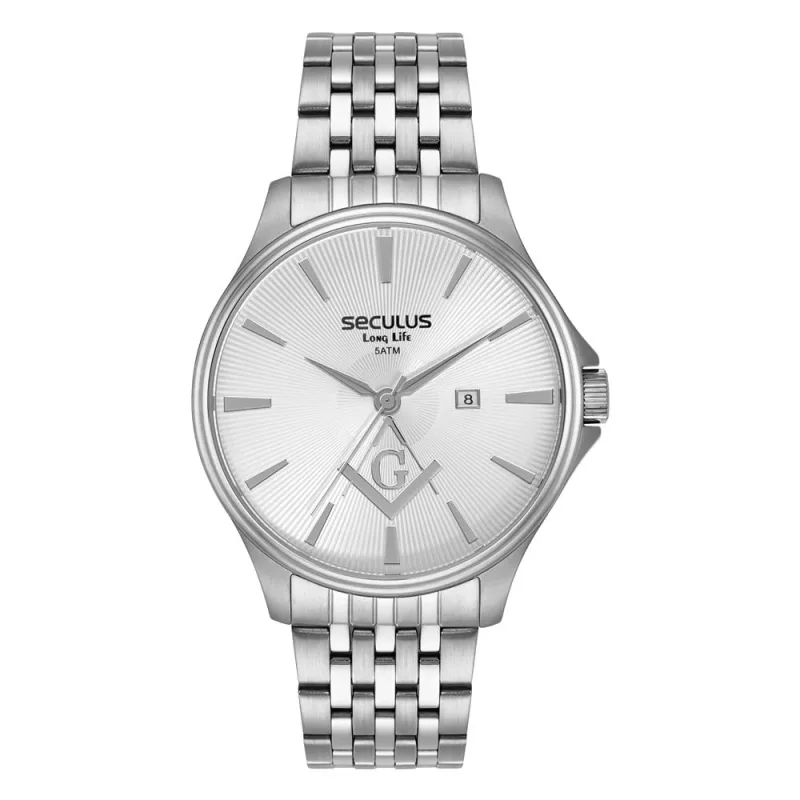 Relógio Seculus Masculino Ref: 44201g0svna3 Maçonaria Prateado - Seculus