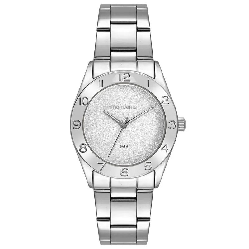 Relógio Feminino Relógio Feminino Prata com Numeração Completa Analógico Aço Inox Prata Mondaine - mondaine