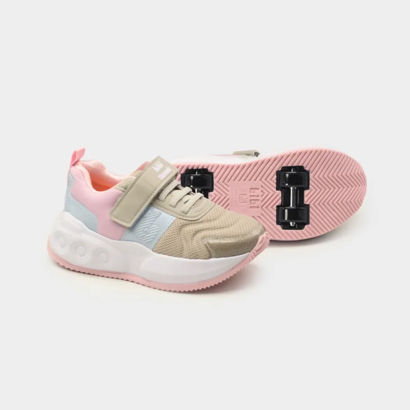 Tênis de Rodinhas Infantil Bibi Skatenis Cinza com Rosa - Calçados Bibi