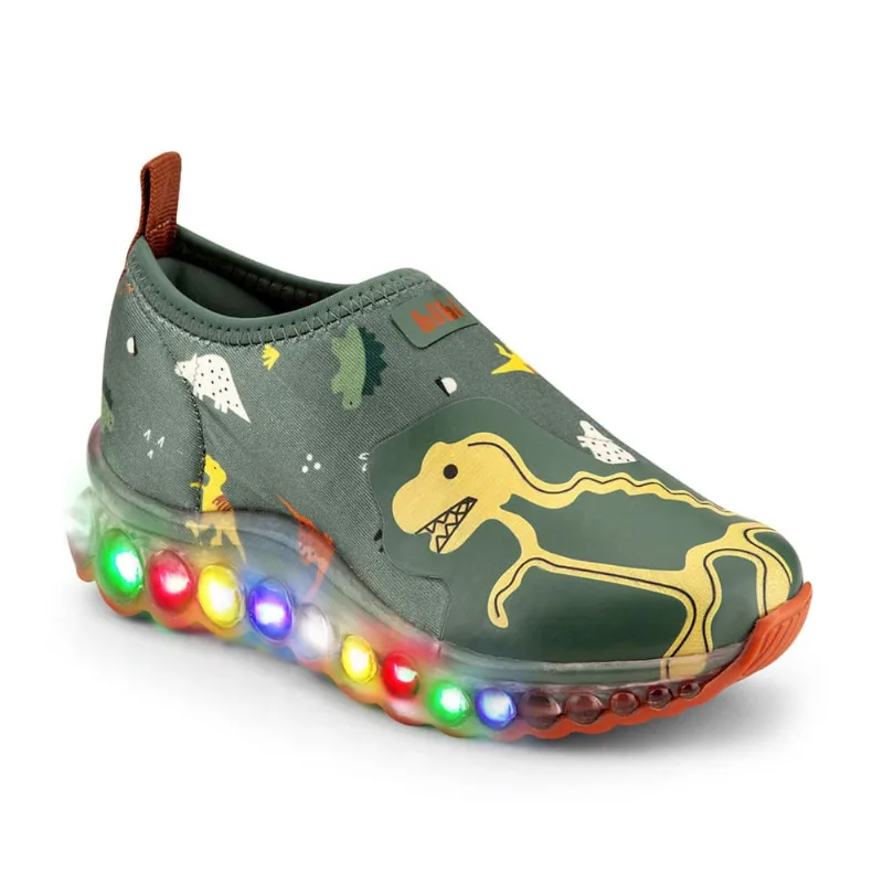 Tênis com Luz Infantil bibi Dinossauro 22 ao 32 Verde