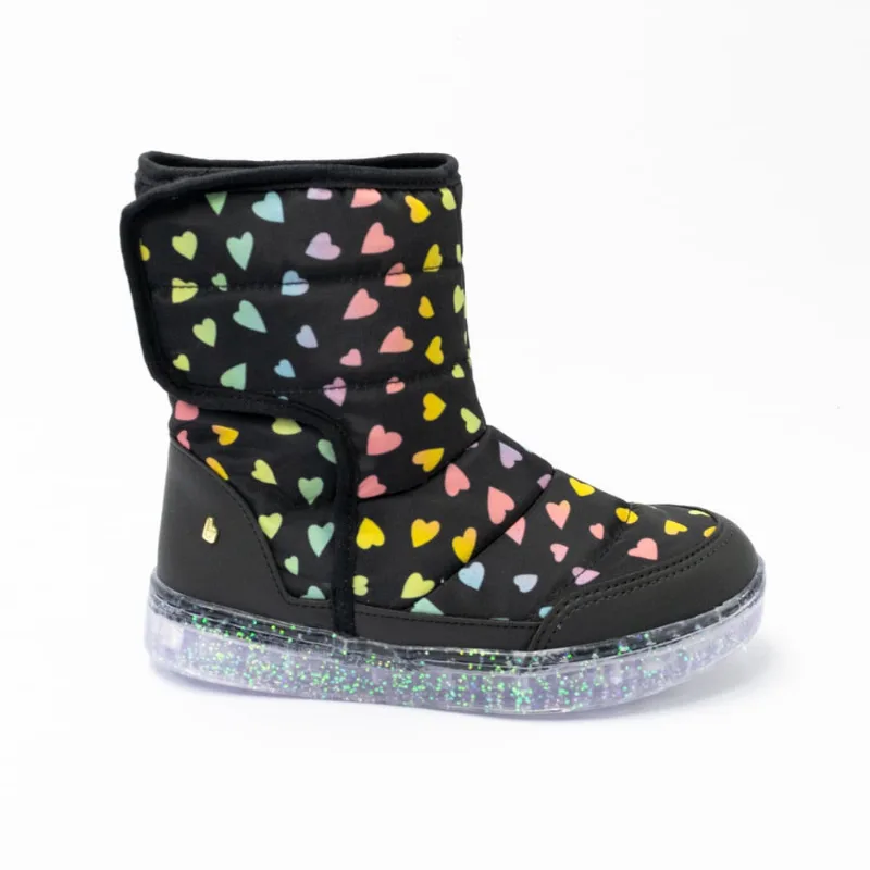 Bota Bibi 1049112 Urban Boots Preto Estampado com Velcro
