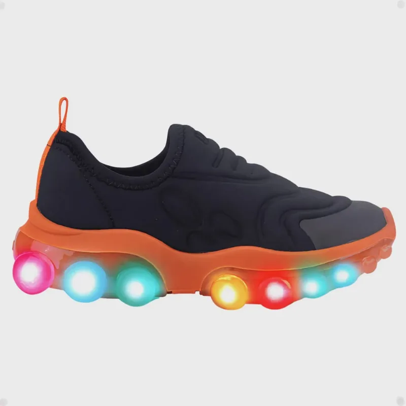 Tênis Infantil De Luz Bibi Roller Celebration 2.0 Preto e Laranja