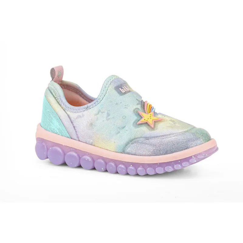 Tênis Infantil Bibi Roller 2.0 Azul com Lilás de Estrela