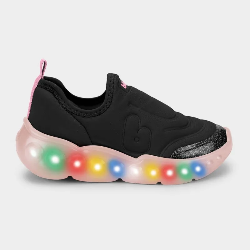 Tênis Infantil de Luz Bibi Roller Celebration 3.0 Preto com Rosa 32