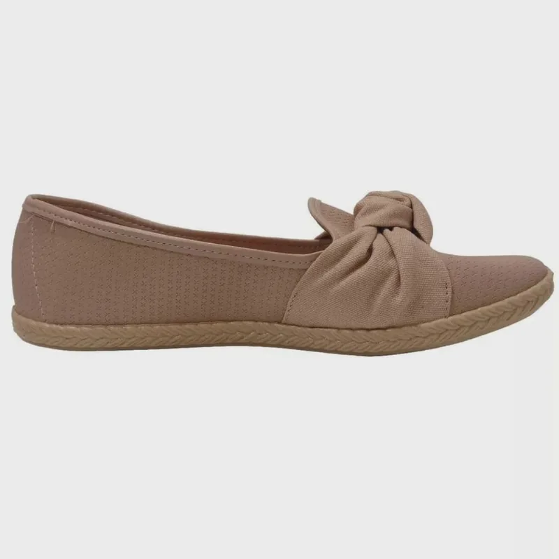 Sapatilha Moleca Casual Tecido Laço Feminina Nude