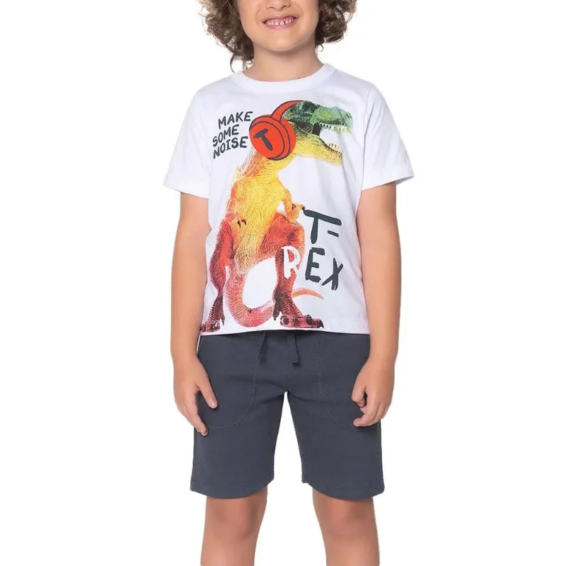 Conjunto dinossauro infantil branco trick nick