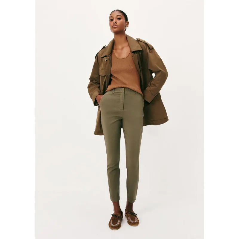 Calça Básica Feminina Cintura Média Em Alfaiataria - Verde 044
