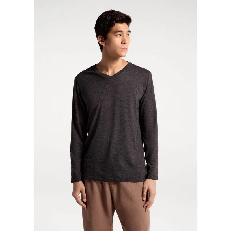 Camiseta Básica Masculina Manga Longa Gola V World - Cinza EXG