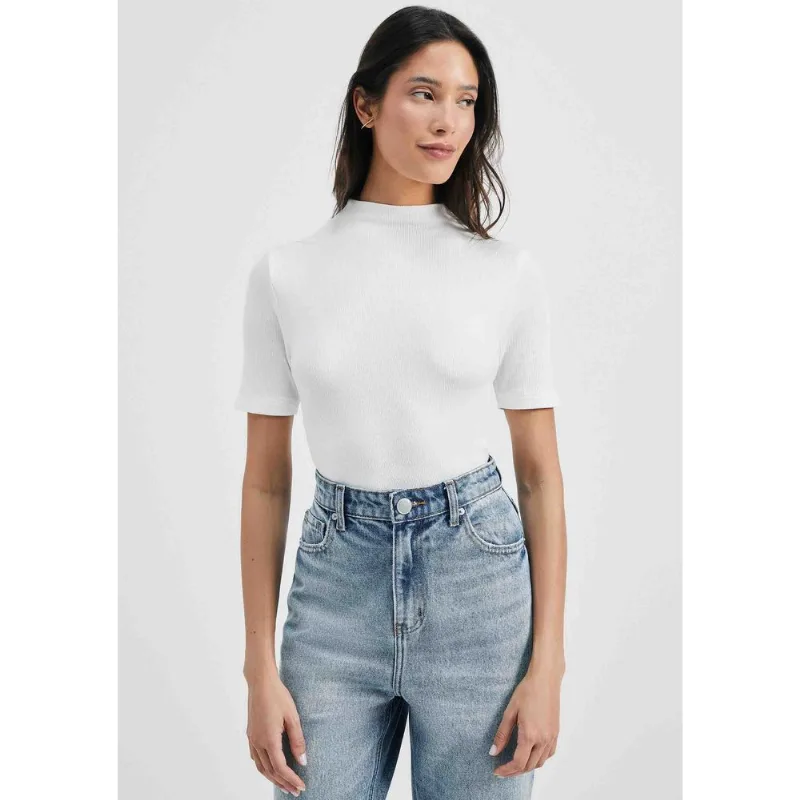 Blusa Básica Feminina Gola Alta Em Ribana Canelada - Off white XP