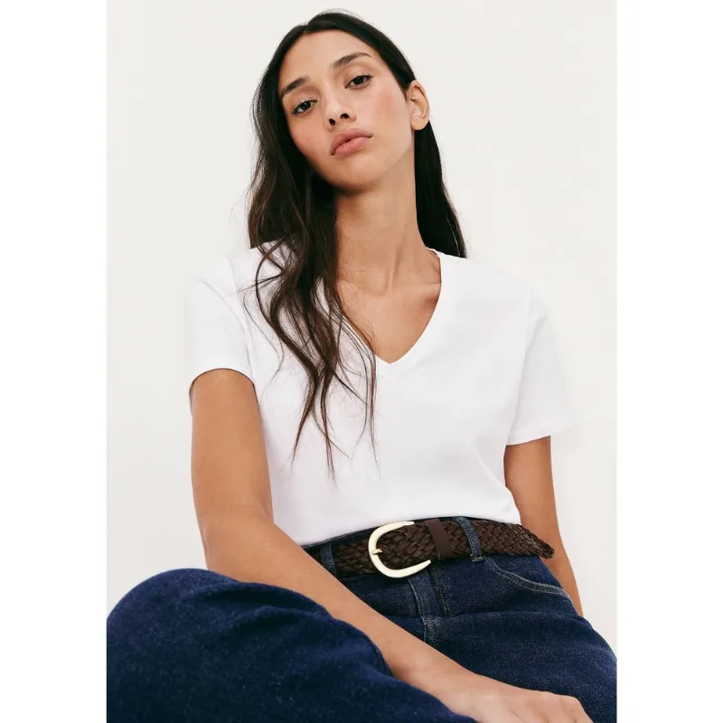 Blusa Básica Feminina Slim Decote V - Branco EXG