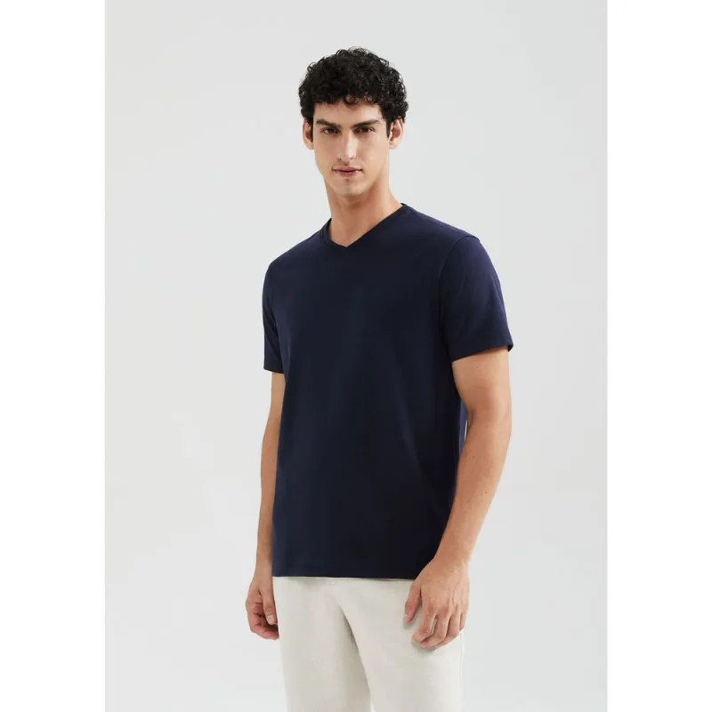Camiseta Básica Masculina Manga Curta Comfort Super Cotton - Azul G