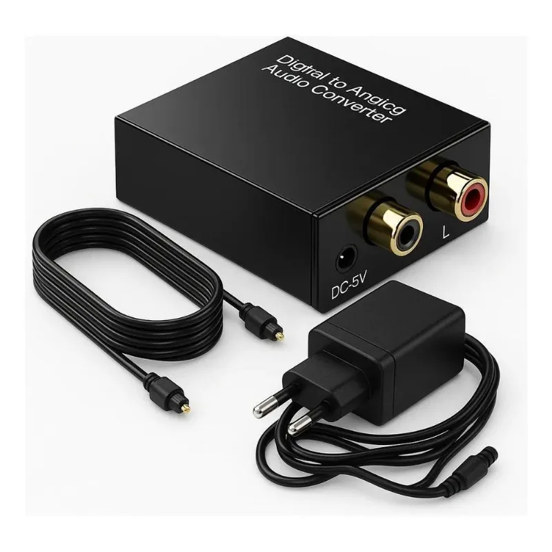 Conversor De Audio Digital Fibra Para Rca Analógico + Cabo O