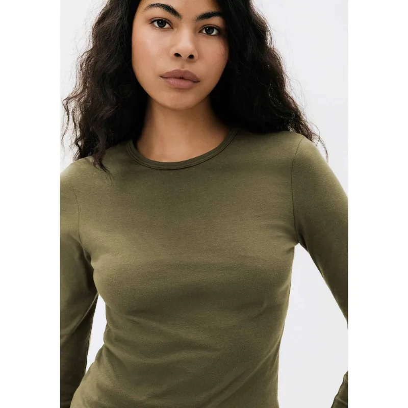 Blusa Básica Feminina Manga Longa Slim - Verde M