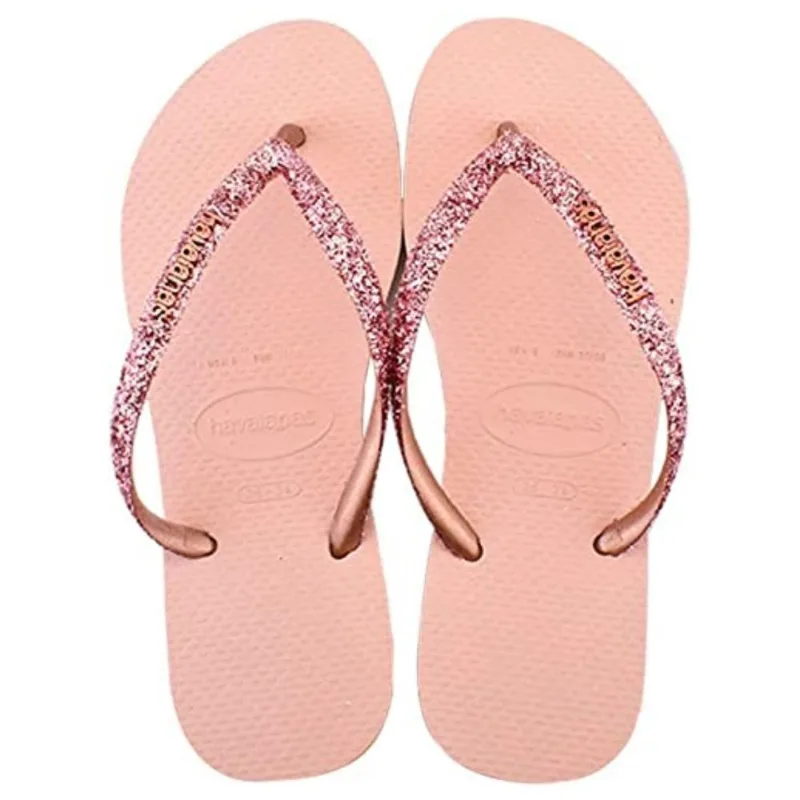 Chinelo Havaianas Slim Glitter II Rosa Ballet Dourado Tamanho 39/40