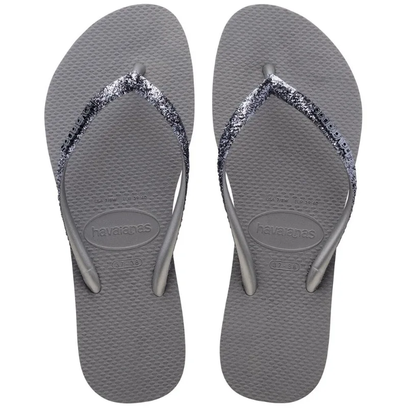 Sandálias Havaianas Slim Glitter II Cinza 35/36