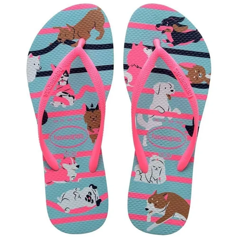 Sandália Havaianas Feminina Slim Pets Azul Water 39/40